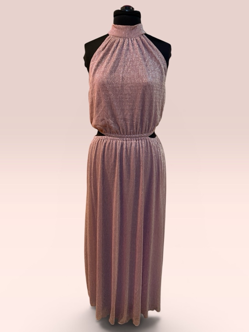 Sincerely Jules Metallic Rose Halter Maxi Dress